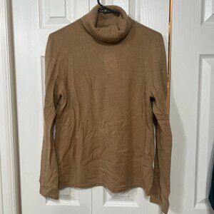 Only Mine Cashmere Sweater 2 Ply Turtle Neck Camel Long Sleeve Classic Cozy NWT